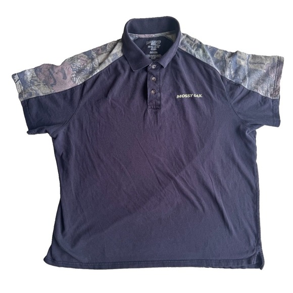 Mossy Oak Other - Mossy Oak Shirt Mens Extra Large Break Up Polo Black Camo Short Sleeve Hunting